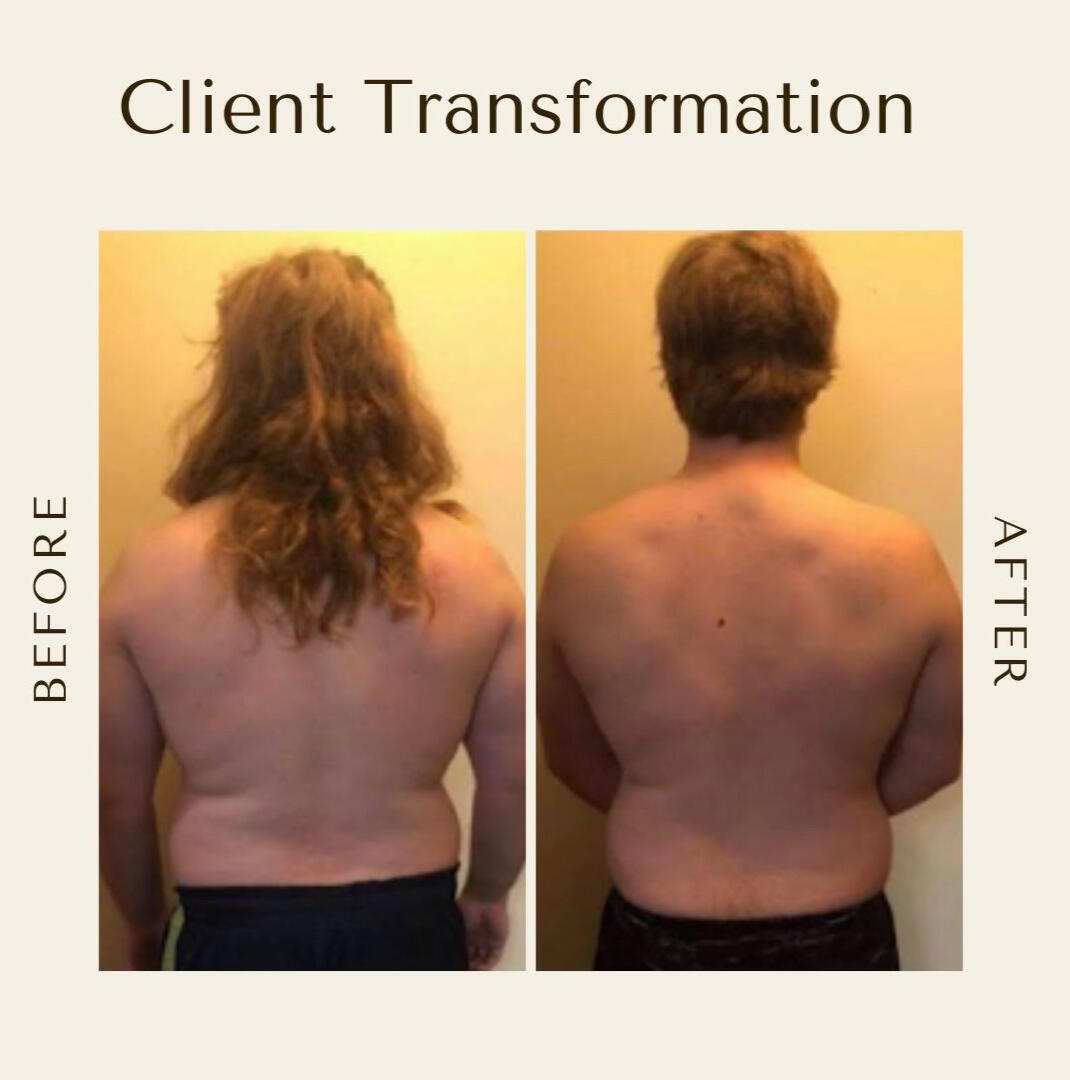 Client before and after fitness transformation